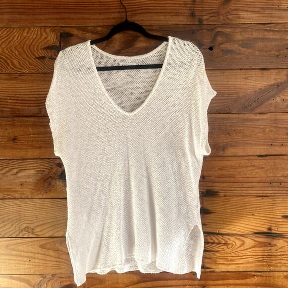 Velvet by Graham & Spencer white knit tee top size medium - Picture 1 of 4